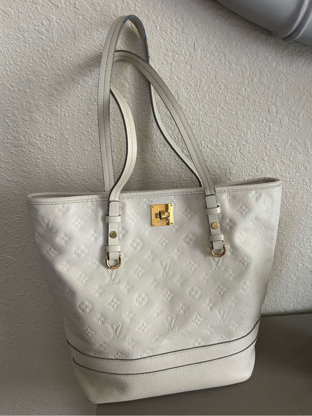 Louis Vuitton Monogram Citadine pm Ivory Tote with Gold Accents